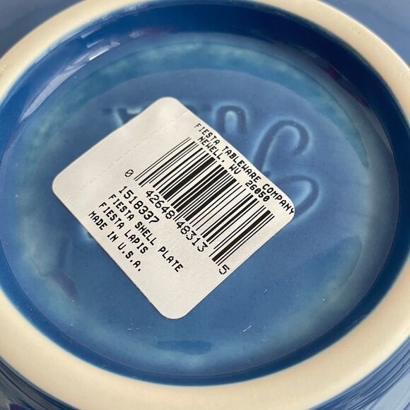 Fiesta Homer Laughlin Shell Plate Set Turquoise, White, and Lapis - Picture 12 of 14